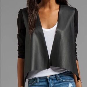 Velvet Graham & Spencer Faux Leather/Ponte Open Front Jacket